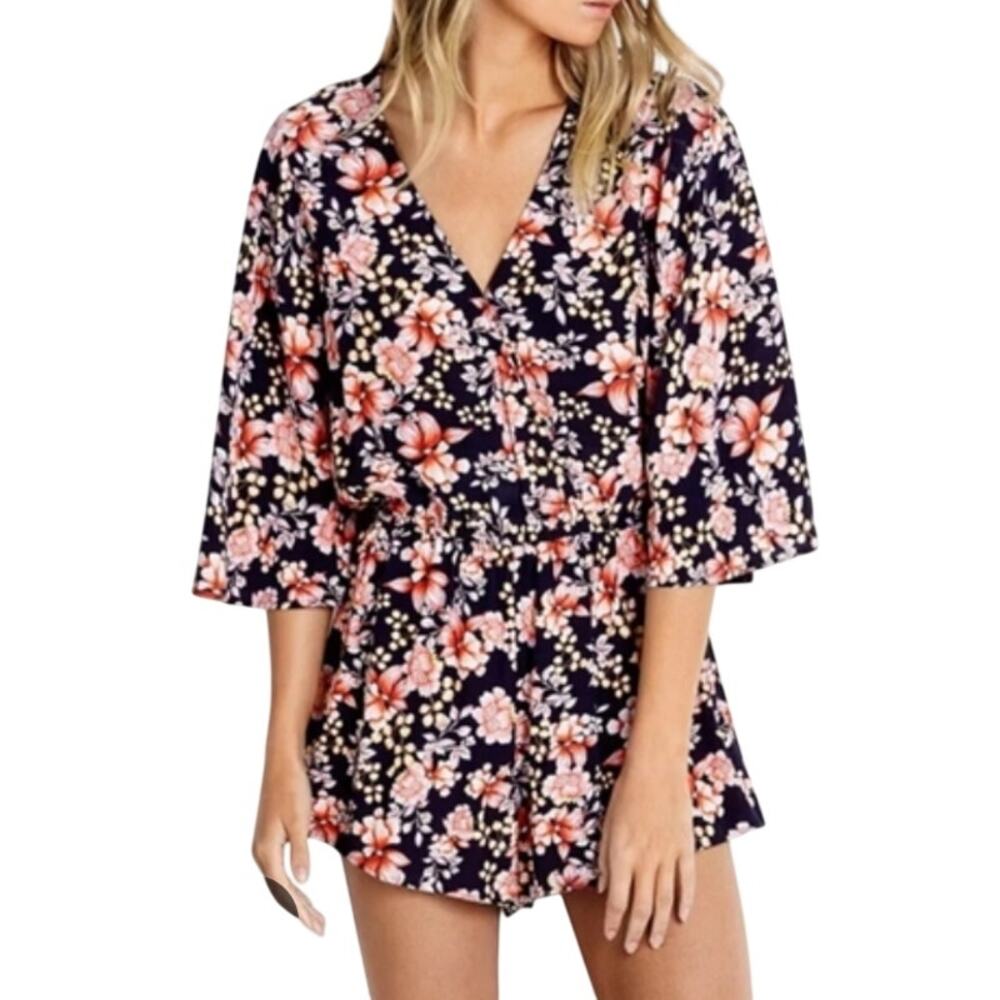 Seafolly Black Floral Boho Chic Lightweight Cute Summer Beachy Coastal Romper